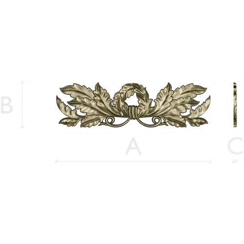 Laurel Wreath Acanthus Horizontal Applique STL