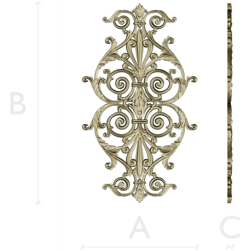 Baroque Acanthus Vertical Cartouche STL