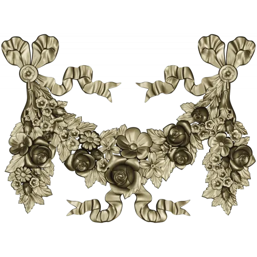 Rococo floral garland STL 3D model for CNC router and decorative panels