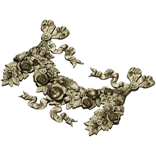 Rococo floral garland STL 3D model for CNC router and decorative panels