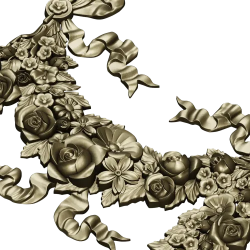 Rococo floral garland STL 3D model for CNC router and decorative panels