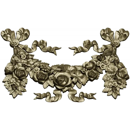 Rococo floral garland STL 3D model for CNC router and decorative panels