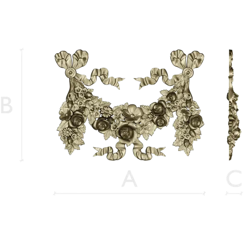Rococo floral garland STL 3D model for CNC router and decorative panels