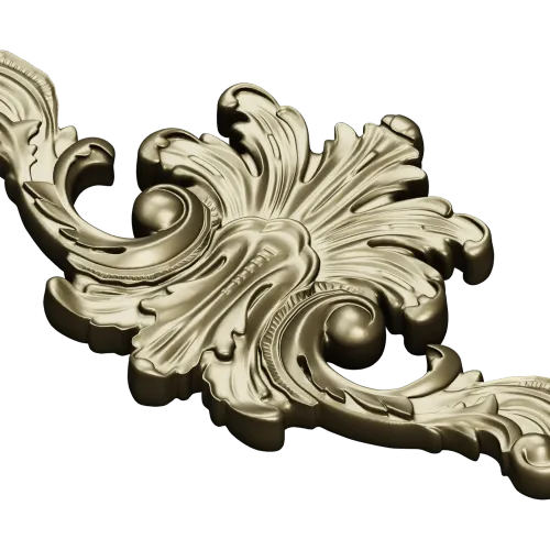 Ornate acanthus cartouche 3D STL for CNC carving