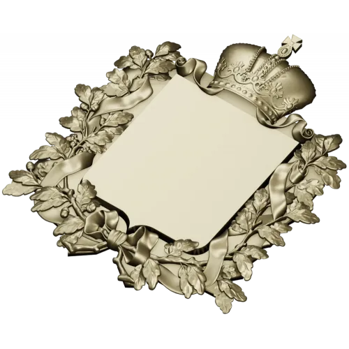Royal Crowned Cartouche - STL 3D Model for CNC