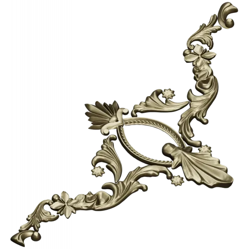 Rocaille Corner Applique STL - ornate corner 3D model for CNC
