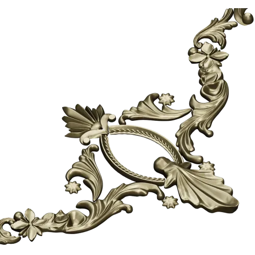 Rocaille Corner Applique STL - ornate corner 3D model for CNC