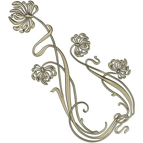Art Nouveau Chrysanthemum Corner Relief STL