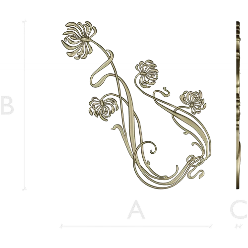 Art Nouveau Chrysanthemum Corner Relief STL