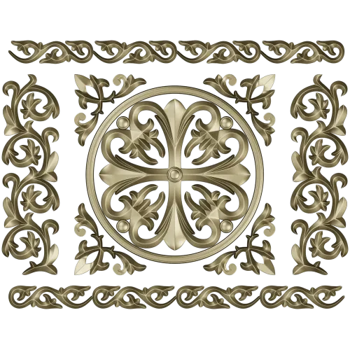 Ornamental Rosette Panel STL for CNC - Acanthus Scroll Relief