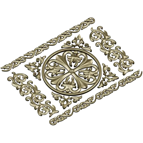 Ornamental Rosette Panel STL for CNC - Acanthus Scroll Relief