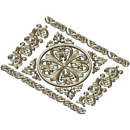 Ornamental Rosette Panel STL for CNC - Acanthus Scroll Relief