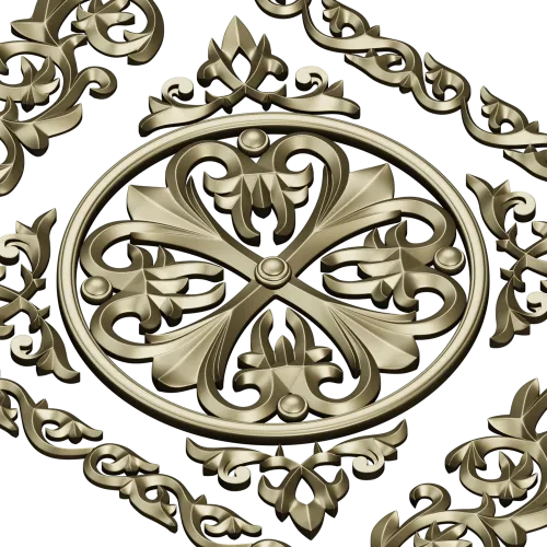 Ornamental Rosette Panel STL for CNC - Acanthus Scroll Relief