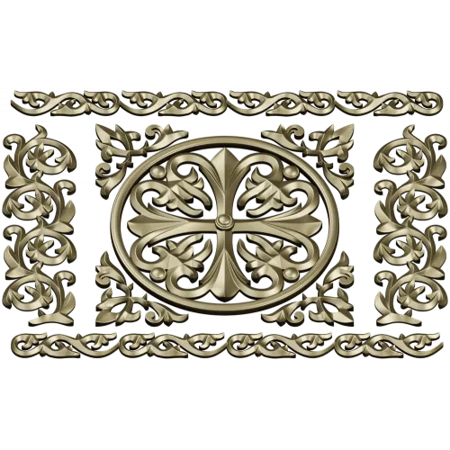 Ornamental Rosette Panel STL for CNC - Acanthus Scroll Relief