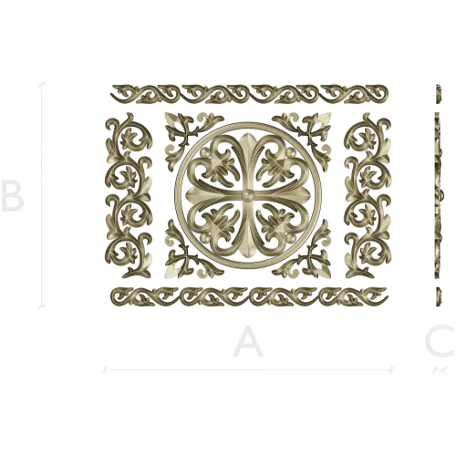 Ornamental Rosette Panel STL for CNC - Acanthus Scroll Relief