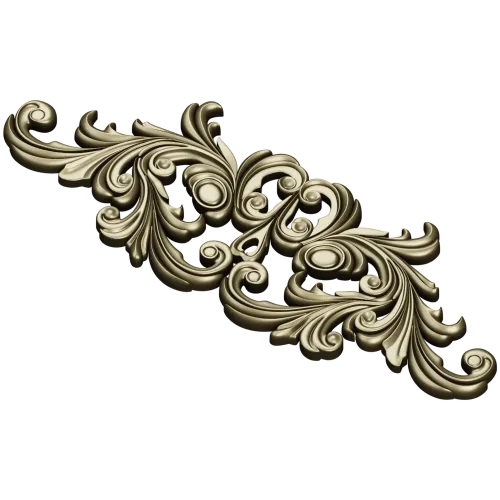 Rococo Acanthus Horizontal Ornament STL 3D Model for CNC
