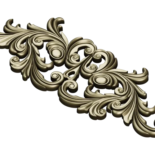 Rococo Acanthus Horizontal Ornament STL 3D Model for CNC