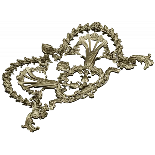 Baroque Laurel Crown Cartouche - STL 3D Model for CNC