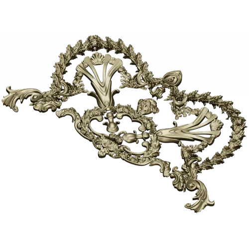 Baroque Laurel Crown Cartouche - STL 3D Model for CNC