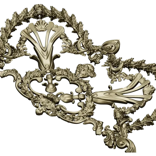 Baroque Laurel Crown Cartouche - STL 3D Model for CNC