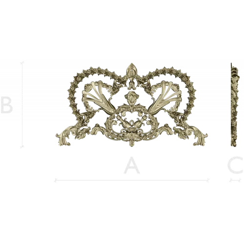 Baroque Laurel Crown Cartouche - STL 3D Model for CNC