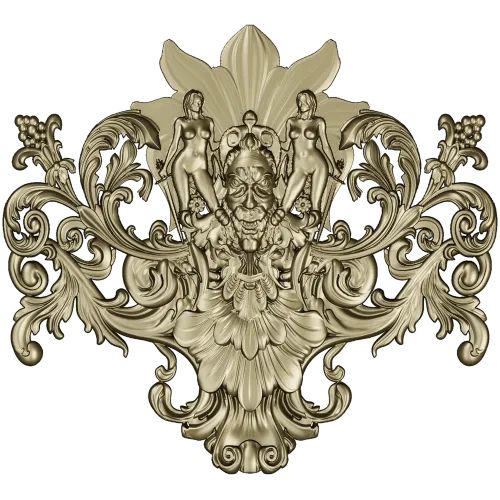 Baroque Bacchic Cartouche STL for CNC carving