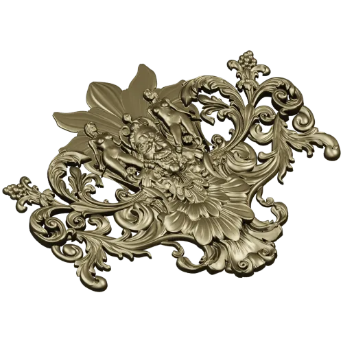 Baroque Bacchic Cartouche STL for CNC carving