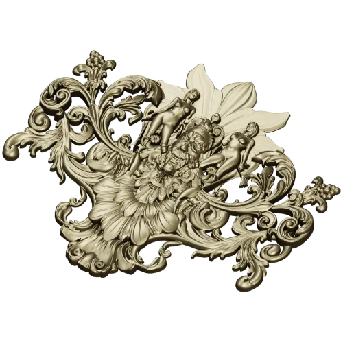 Baroque Bacchic Cartouche STL for CNC carving