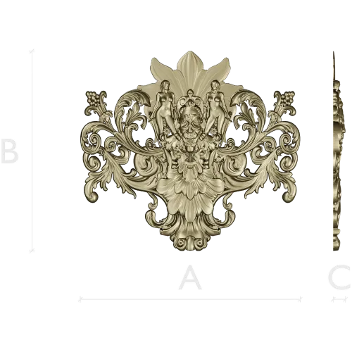 Baroque Bacchic Cartouche STL for CNC carving