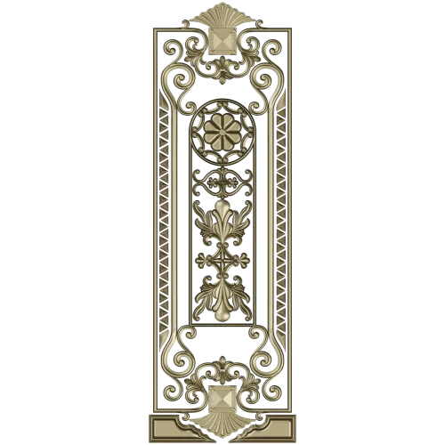 Baroque Rosette Vertical Door Panel STL for CNC
