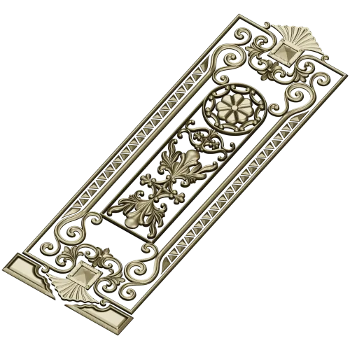 Baroque Rosette Vertical Door Panel STL for CNC