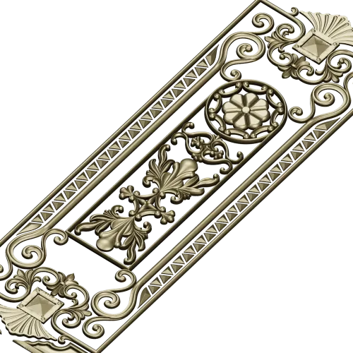 Baroque Rosette Vertical Door Panel STL for CNC