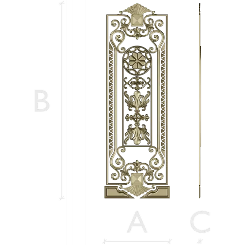Baroque Rosette Vertical Door Panel STL for CNC