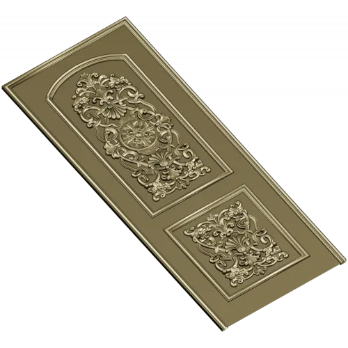 Ornate Double-Cartouche Door Panel STL for CNC