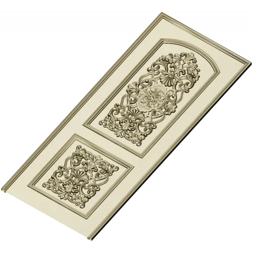 Ornate Double-Cartouche Door Panel STL for CNC