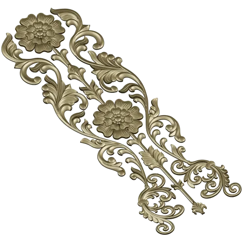 Rococo Floral Vertical Ornament - STL 3D Model for CNC
