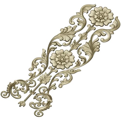 Rococo Floral Vertical Ornament - STL 3D Model for CNC
