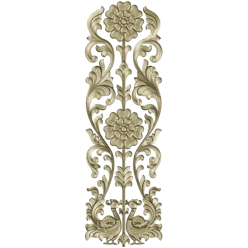 Ornate Floral Door Applique STL for CNC