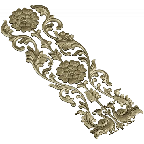 Ornate Floral Door Applique STL for CNC