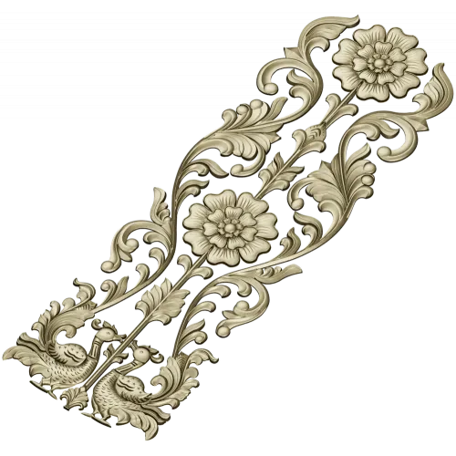 Ornate Floral Door Applique STL for CNC