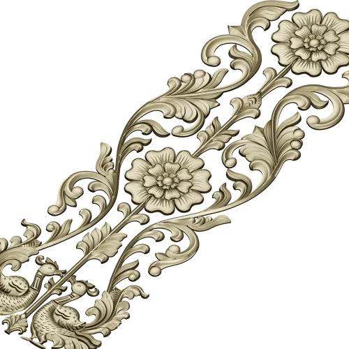 Ornate Floral Door Applique STL for CNC