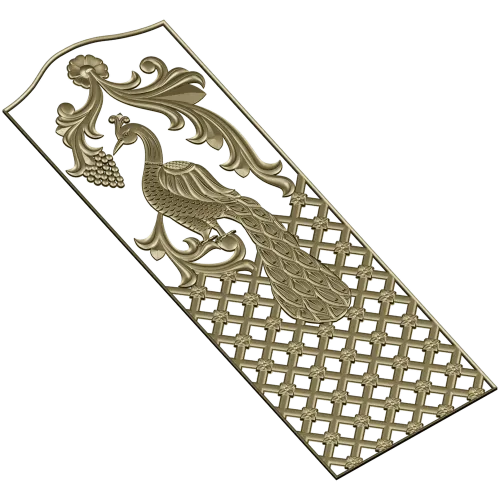 Regal Peacock Door Panel STL - 3D Model for CNC Carving