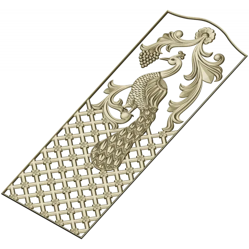 Regal Peacock Door Panel STL - 3D Model for CNC Carving