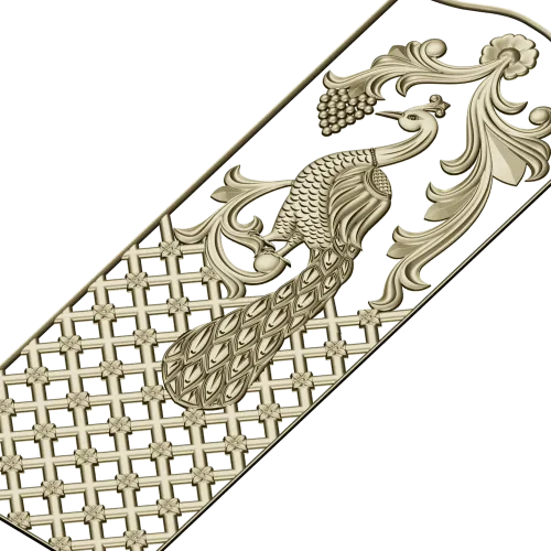 Regal Peacock Door Panel STL - 3D Model for CNC Carving