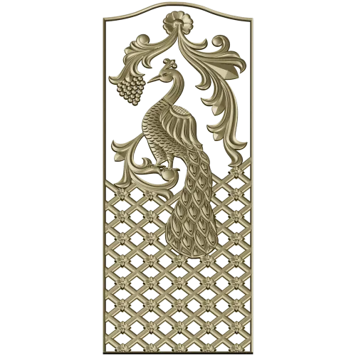 Regal Peacock Door Panel STL - 3D Model for CNC Carving