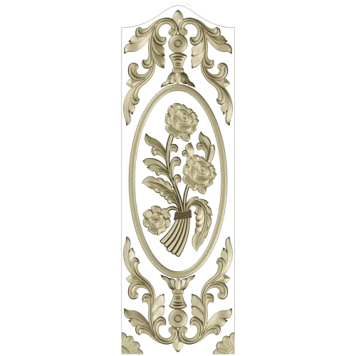 Rose Medallion Vertical Relief - STL 3D Model for CNC