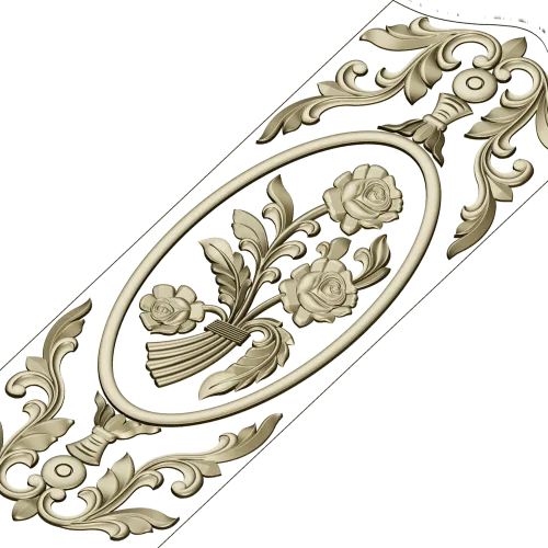 Rose Medallion Vertical Relief - STL 3D Model for CNC