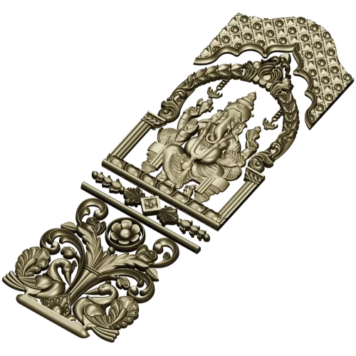 Ganesha Shrine Door Panel STL for CNC