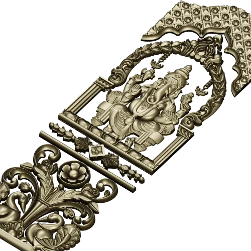Ganesha Shrine Door Panel STL for CNC