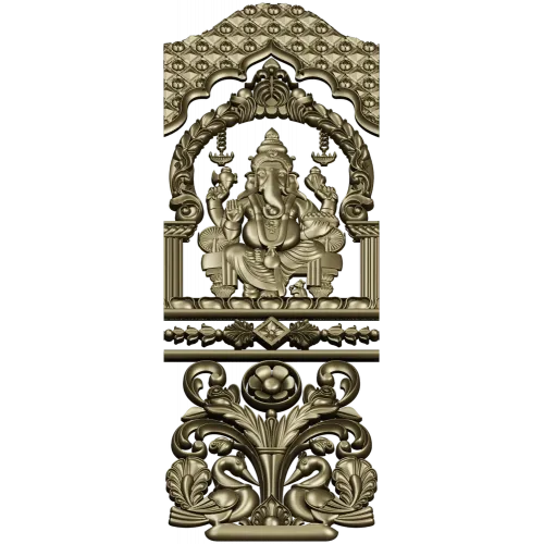 Ganesha Shrine Door Panel STL for CNC